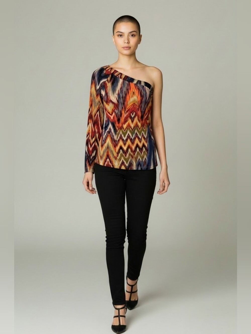 Allen B by Allen Schwartz Orange Tribal Print Top NWT Size XS